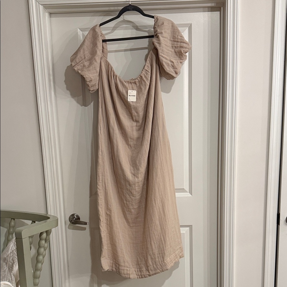 Free people Tan Puff Sleeve Dress
